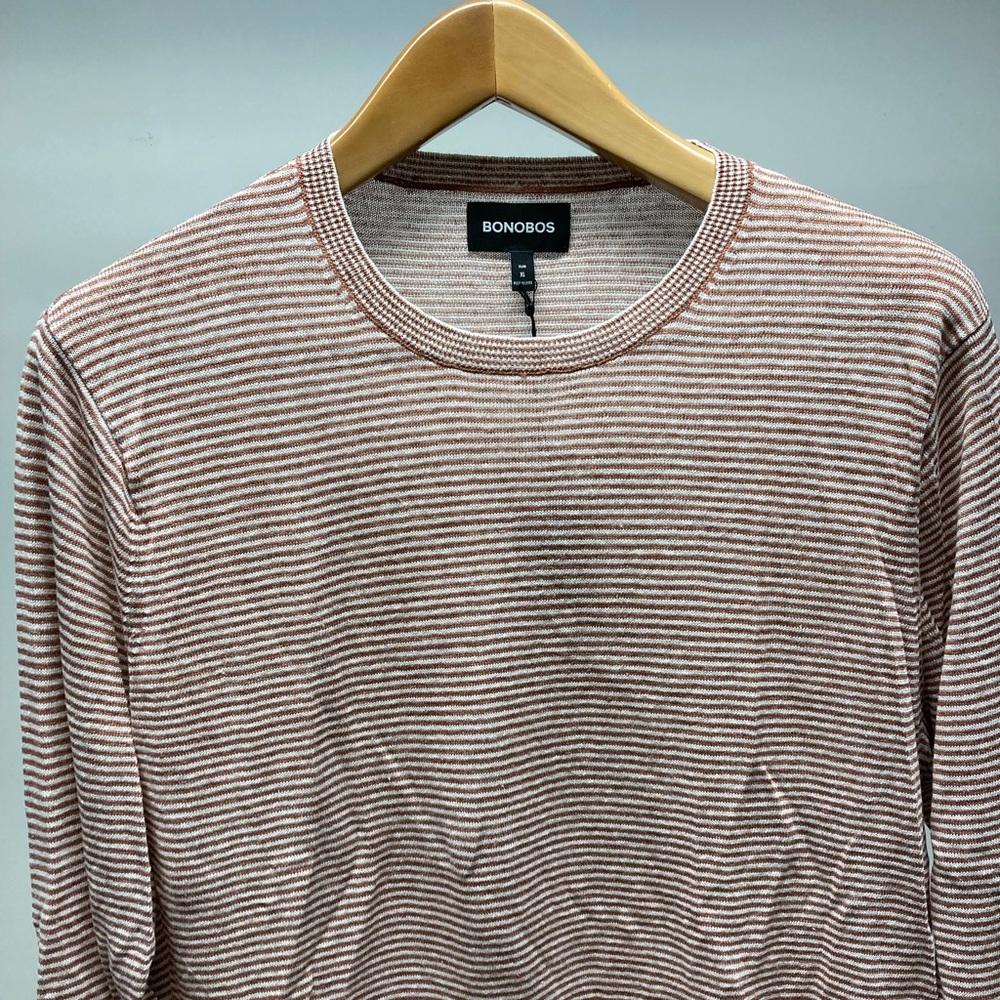 NWT Bonobos Linen Shirt Sz XL in orange/white stripe